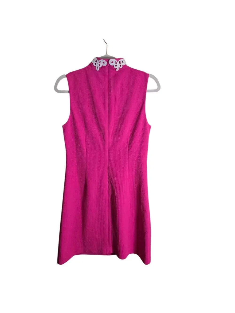 Vince Camuto Hot Pink Crochet Embellished Shift Dress Summer Vacation Size 6